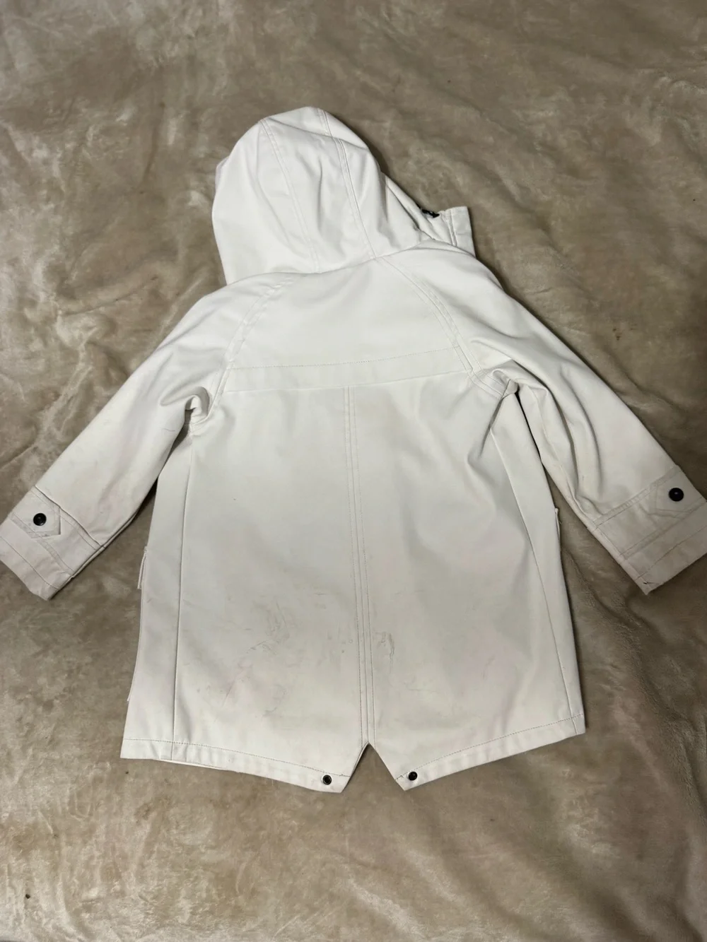 Amazon Kids White Hooded Raincoat with Pink Floral Lining